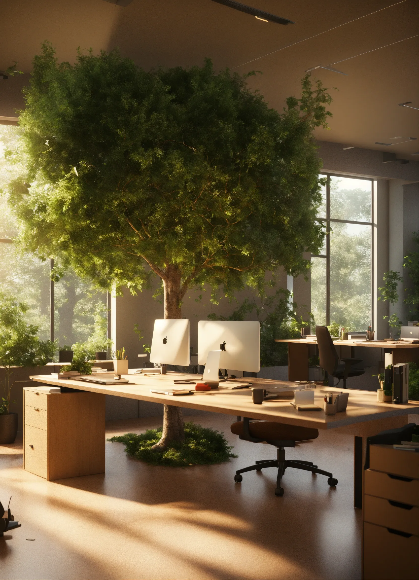 Modern workspace setup with ergonomic accessories